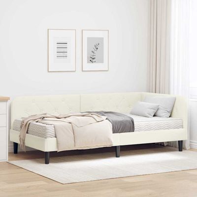 vidaXL Rohový rám postele Krémová 90 x 200 cm Zamat