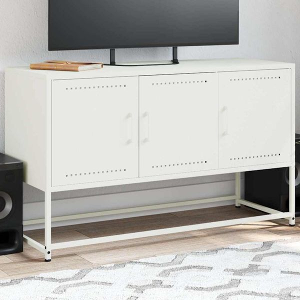vidaXL TV skrinka biela 100,5x39x60,5 cm oceľ