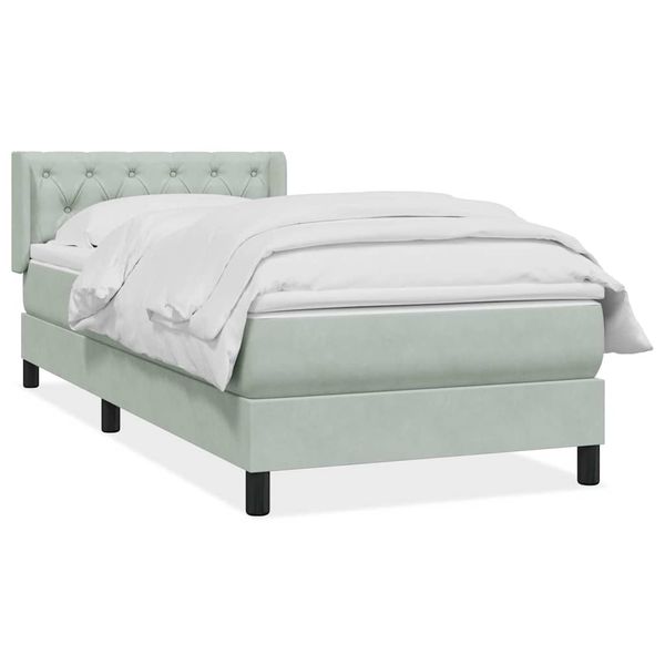 vidaXL Posteľný rám boxsping s matracom bledosivý 80x220 cm zamat