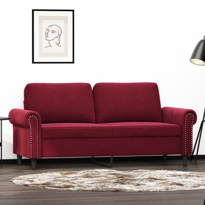 vidaXL 2-miestna pohovka vínovo-červená 140 cm zamat