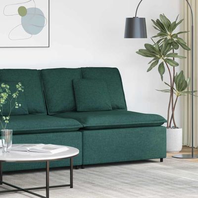 vidaXL Modulová stredová pohovka s vankúšmi, tmavozelená 100 cm