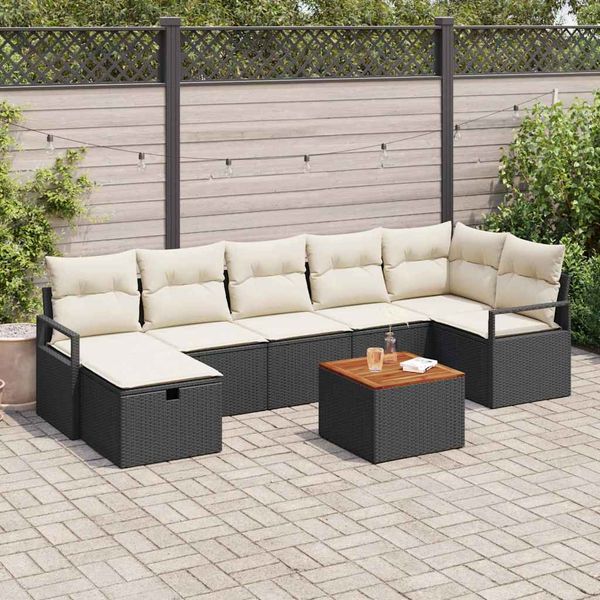 vidaXL Súprava záhradných pohoviek s vankúšom 8 pcs Čierna polyratan