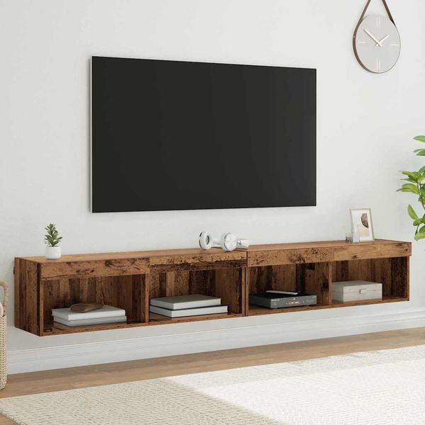 vidaXL Zostava TV skriniek s LED 2 pcs Staré drevo 100 x 30 x 30 cm