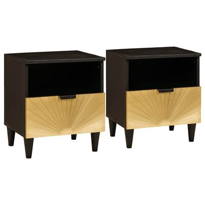 vidaXL Nočný stolík 2 pcs Čierna a zlatá 40 x 33 x 46 cm