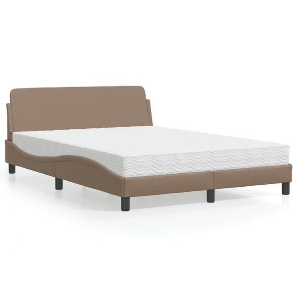vidaXL Posteľ s matracom Dover kapučínová 120x200 cm umelá koža