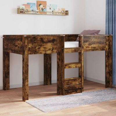 vidaXL Poschodová posteľ pre deti Dymová dub 90 x 190 cm