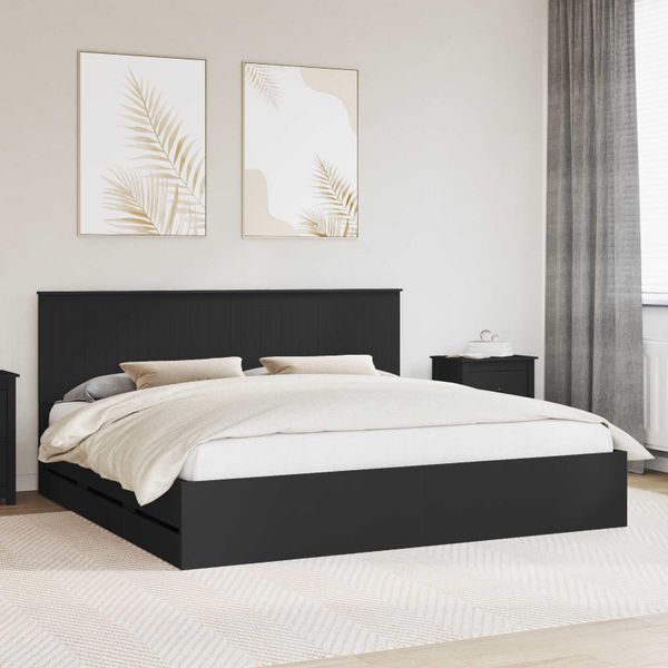 vidaXL Rám postele so zásuvkou Čierna 200 x 200 cm Inžinierske drevo