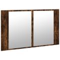 vidaXL LED kúpeľňová zrkadlová skrinka dymový dub 80x12x45 cm akryl