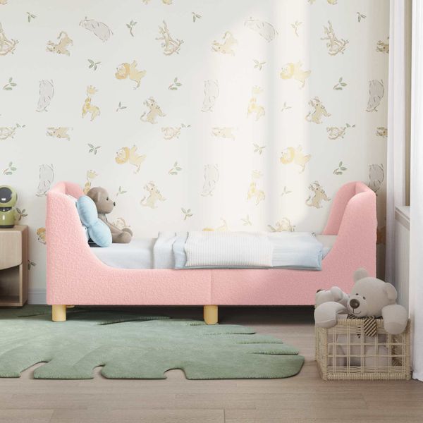 vidaXL Rám detskej postele s čelom Ružová 70 x 140 cm Bouclé