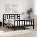 vidaXL Rám postele s čelom čierny masívne drevo King Size