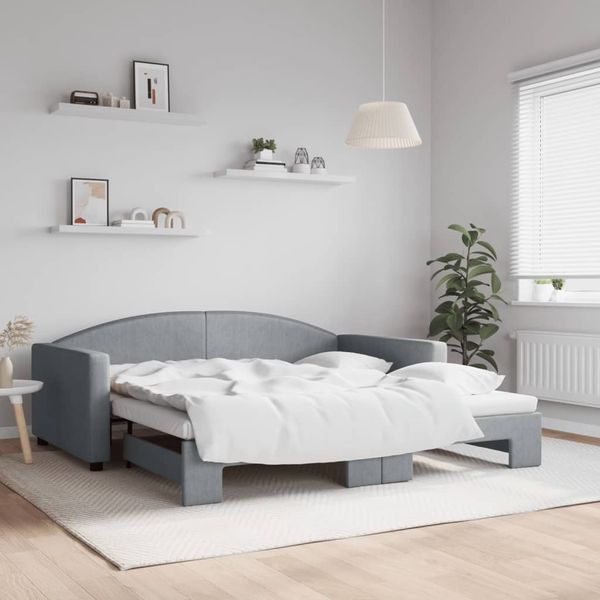 vidaXL Denná posteľ s rozkladacou posteľou bledosivá 100x190 cm látka
