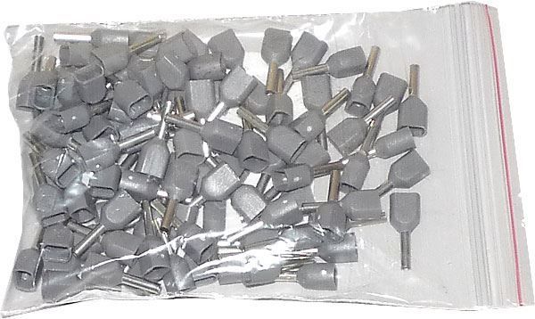Dutinka na dva káble 0,75mm2 šedá (TE0,75-8), balenie 100ks