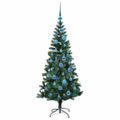 vidaXL Umelý predsvietený vianočný stromček Zelená 150 cm PVC a kov