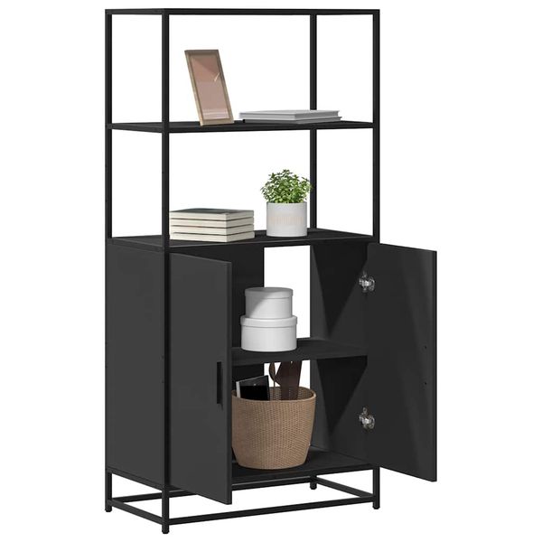 vidaXL Vysoká skrinka čierna 68x35x139 cm kompozitné drevo+kov