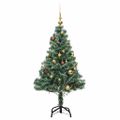 vidaXL Umelý vianočný stromček 150 LED, gule a vločky snehu 150 cm
