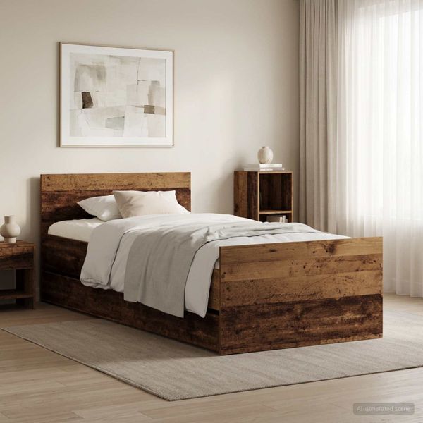 vidaXL Rám postele Staré drevo 90 x 200 cm Kompozitné drevo
