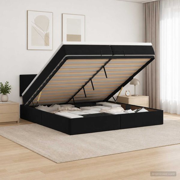 vidaXL Polohovací postel s matrací Čierna 200 x 200 cm Zamat