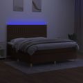 vidaXL Posteľ boxsping s matracom a LED tmavohnedá 160x200 cm látka