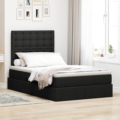 vidaXL Postel s úložným prostorem a matrací Čierna 120 x 200 cm látka