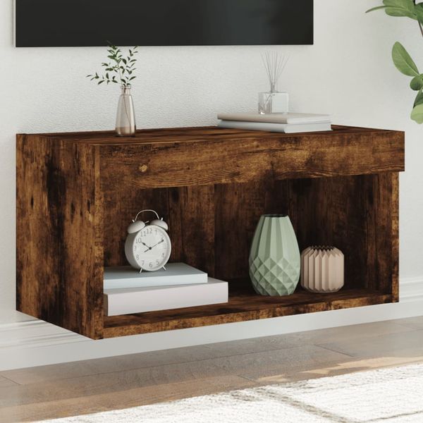 vidaXL TV skrinka s LED svetlami dymový dub 60x30x30 cm