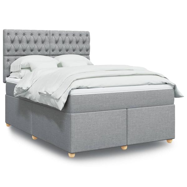 vidaXL Boxspring posteľ s matracom svetlosivá 100x200 cm látka