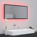 vidaXL LED kúpeľňové zrkadlo lesklé sivé 90x8,5x37 cm akryl