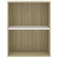 vidaXL Knižnica s 2 policami,biela a sonoma 60x30x76,5cm, drevotrieska