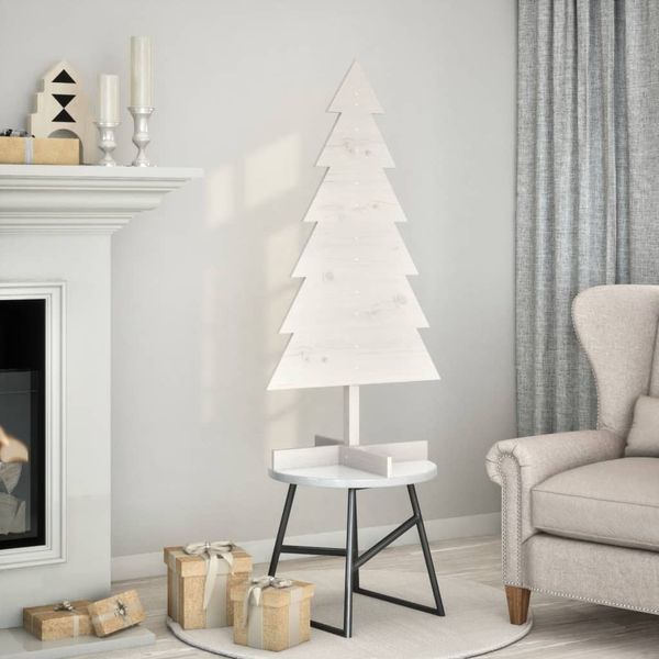 vidaXL Drevený vianočný stromček biely 120 cm masívna borovica