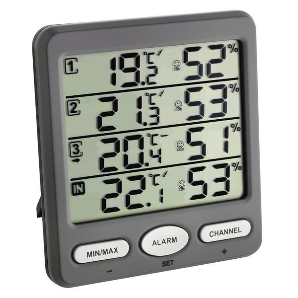30.3054.10 TFA KLIMA-MONITOR FUNK bezdrôtový teplomer s vlhkomerom s 3 čidlami