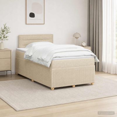 vidaXL Posteľ boxspring s matracom Krémová 120 x 200 cm Látka
