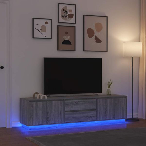 vidaXL TV skrinka s LED svetlami sivá sonoma 193,5x41x50 cm