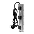 ORNO VIRONE FS-4 Povrchová rohová zásuvka 3x 230V, 2xUSB, 1,5m kábel, nerez