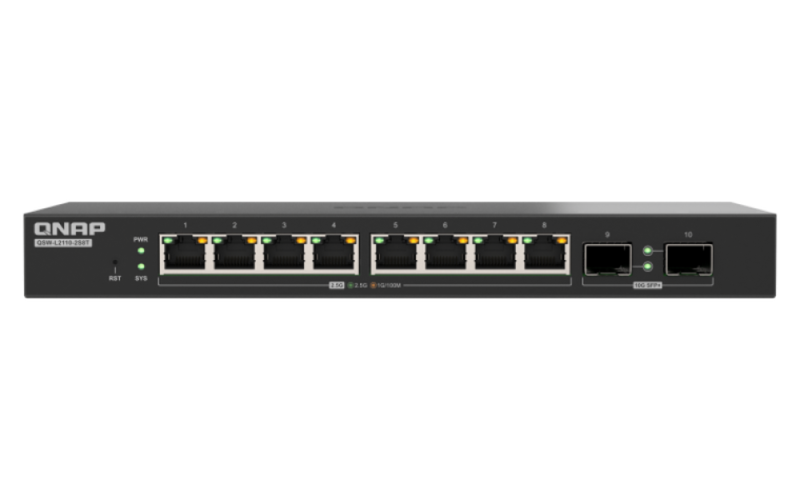 QNAP switch QSW-L2110-2S8T (8x 2,5GbE port, 2x 10Gb SFP+ port, Lite Managed)