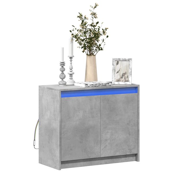 vidaXL Komoda s LED betónová sivá 72x34x61 cm kompozitné drevo