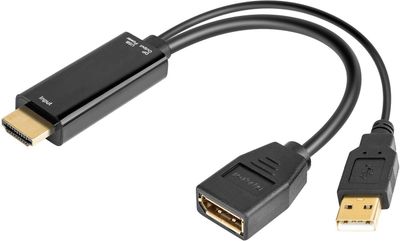 PremiumCord adaptér HDMI to DisplayPort Male/Female s napájaním z USB