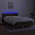 vidaXL Posteľ boxsping s matracom a LED tmavohnedá 140x200 cm látka