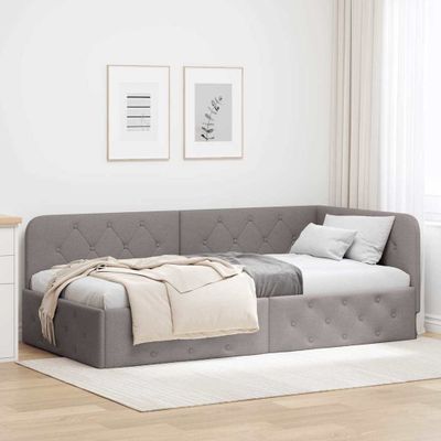 vidaXL Rohový rám postele Sivohnedá 90 x 190 cm látka