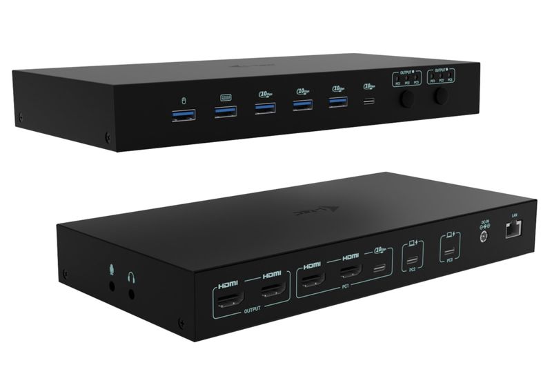 i-tec USB-C KVM Docking station pre 3 Hosts, Dual Display, 2x Power Delivery (1x 92W/2x 65W)