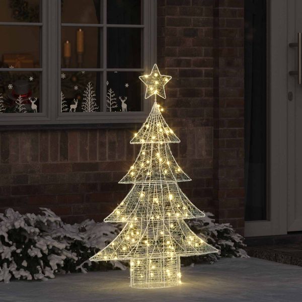 vidaXL Vianočný stromček s 100 LED-i Teplá biela 120 cm Akryl