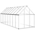 vidaXL Skleník so základovým rámom strieborný 445x169x195 cm hliník
