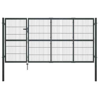 vidaXL Záhradná brána so stĺpikmi oceľová 350x120 cm antracitová