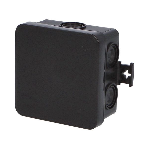 Krabica F8 čierna - MiniBOX IP55 rozbočovacia, s naklapávacím víčkom, 75 × 75 × 40 mm