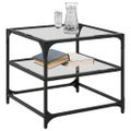 vidaXL Konferenčný stolík priehľadná sklenená doska 50x50x45 cm oceľ