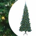 vidaXL Rohový umelý vianočný strom s 300 LED-i Zelená 210 cm PVC a kov