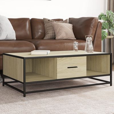 vidaXL Konferenčný stolík dub sonoma 100x57x35 cm kompozit.drevo a kov