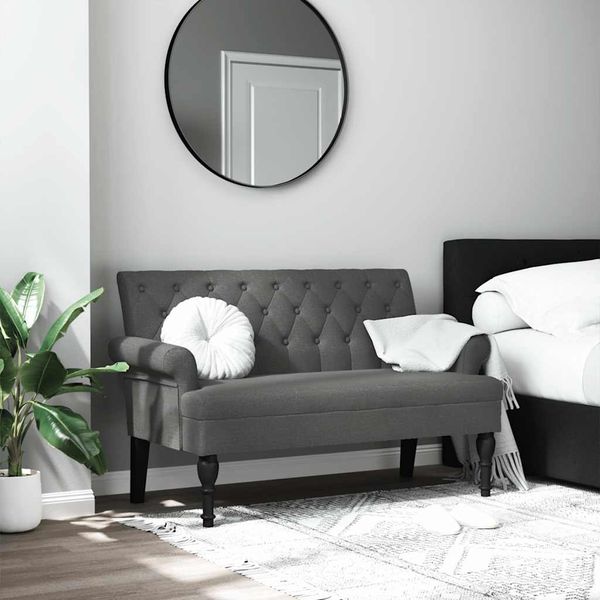 vidaXL Lavica s operadlom, tmavosivá, 120x62x75,5 cm, látka