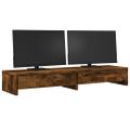vidaXL Stojan na monitor a zásuvky dymový 100x27x15cm kompozitné drevo