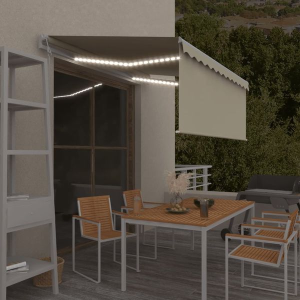 vidaXL Automatická markíza tienidlo&LED&senzor vetra 3,5x2,5m krémová
