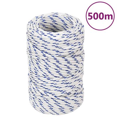 vidaXL Lodné lano biele 2 mm 500 m polypropylén