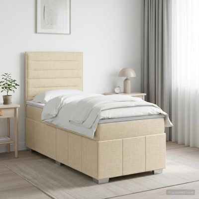 vidaXL Posteľ boxspring s matracom Krémová 90 x 200 cm Látka
